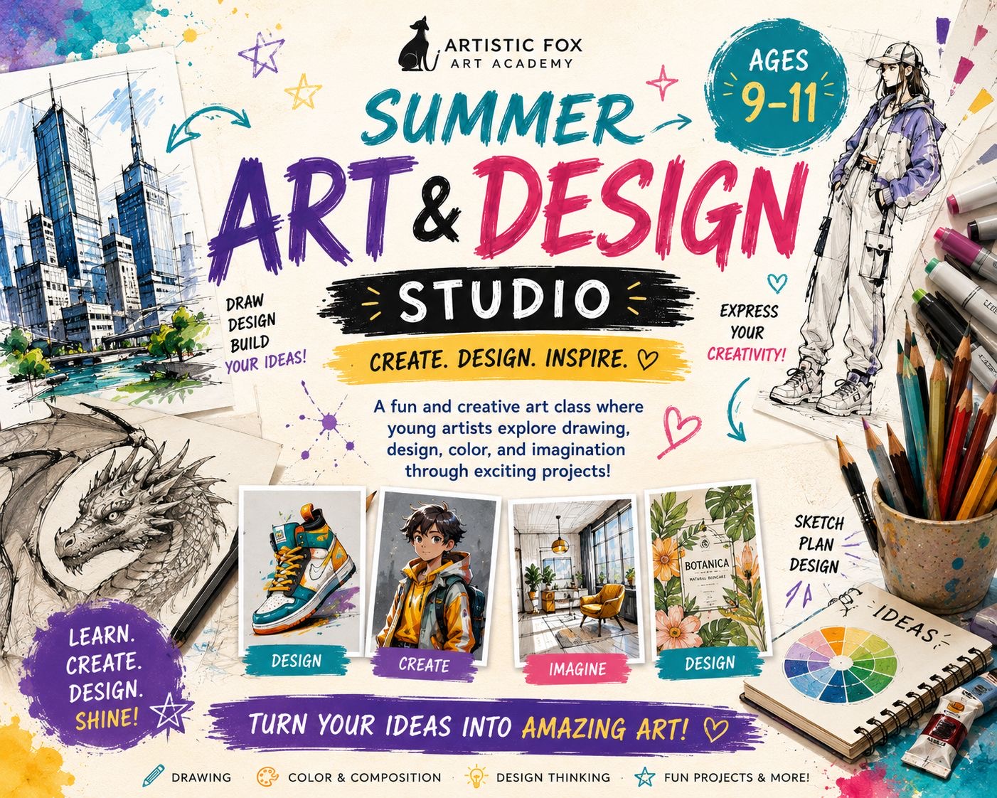 Summer Art and Design class poster